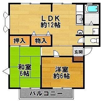 サンビレッジコニシ A棟(2LDK/2階)の間取り写真