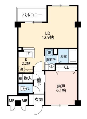 ヴィランス大塚II(1LDK/4階)の間取り写真