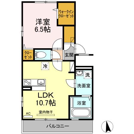 ジーニアス木太(1LDK/2階)の間取り写真