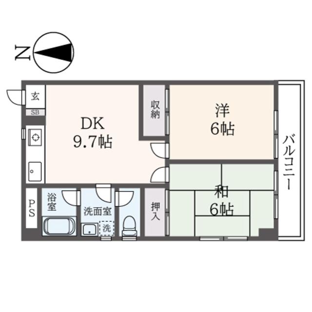 住園深沢(2DK/3階)の間取り写真