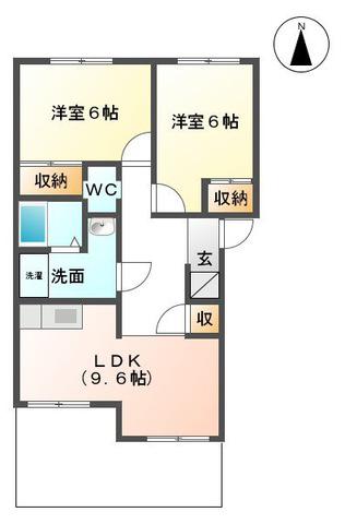 マルベリーズ壱番館(2LDK/1階)の間取り写真