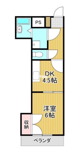ハヤシビル(1DK/1階)の間取り写真