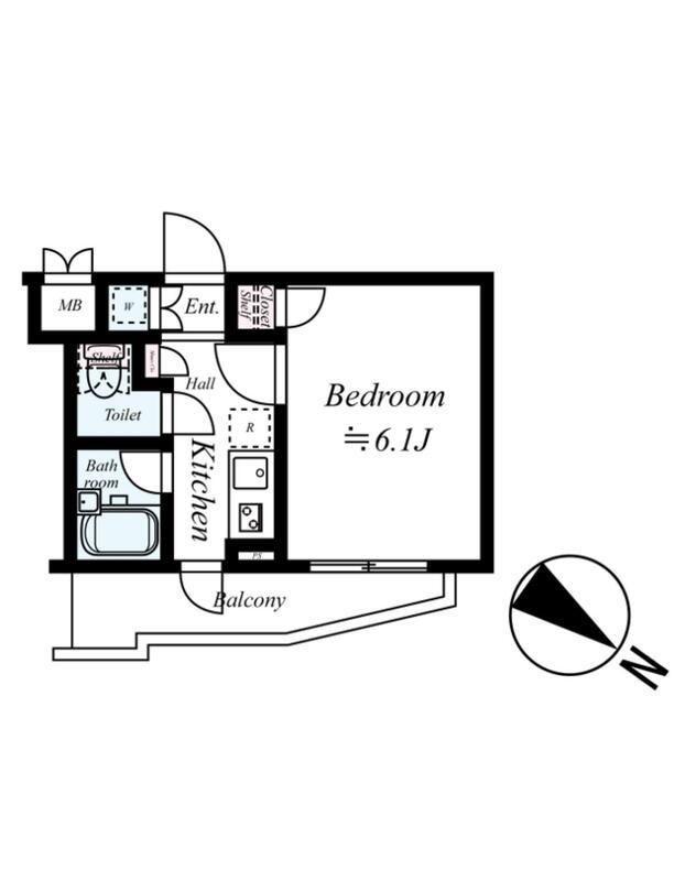 ルーブル新宿西落合七番館(1K/5階)の間取り写真