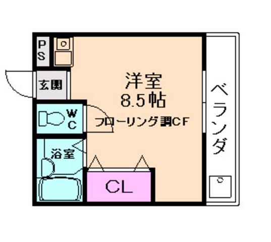 スカイコート柴原町(ワンルーム/3階)の間取り写真