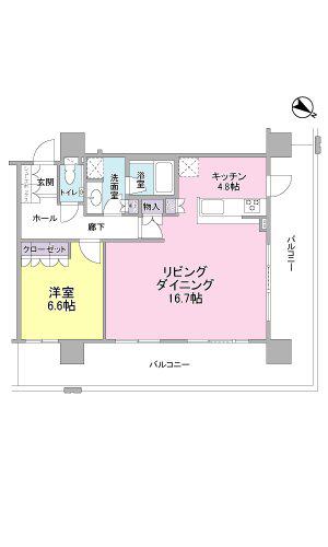 マークス・ザ・タワー東静岡(1LDK/8階)の間取り写真