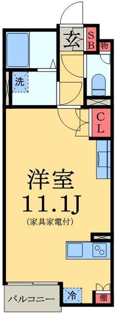 LNエクレール(ワンルーム/1階)の間取り写真