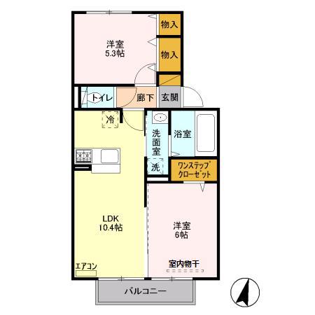 エトワール松戸A(2LDK/2階)の間取り写真