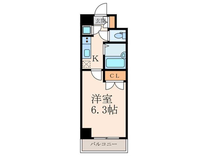 ラサンテ広尾(1K/4階)の間取り写真
