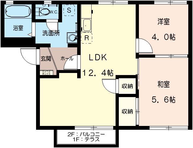 グリーン・アペックスA(2LDK/1階)の間取り写真