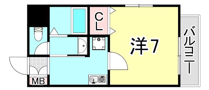 プレッツァ西宮(1K/4階)の間取り写真