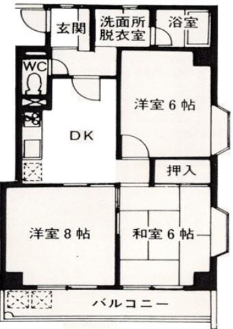 多摩リバビューマンション(3LDK/2階)の間取り写真