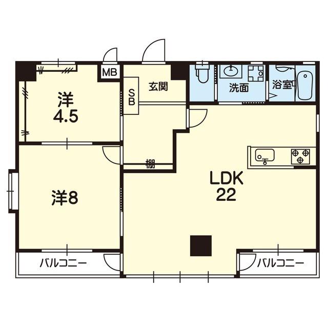 SCHEIN COAT神水(2LDK/9階)の間取り写真