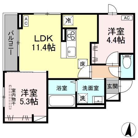 PRIMAVERA吉成台(2LDK/1階)の間取り写真