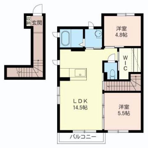 グランメールII(2LDK/2階)の間取り写真