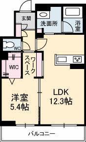 PROUD(1LDK/2階)の間取り写真