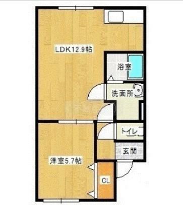 ロジェ新富 (1LDK/2階)の間取り写真