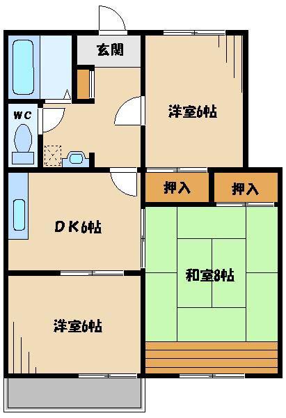 上ノ山コーポ(3DK/2階)の間取り写真