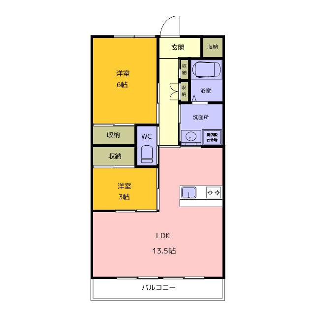 ドミール中津川(2LDK/2階)の間取り写真