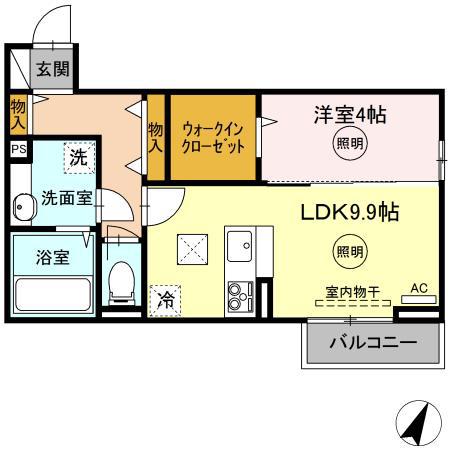 RUHE(1LDK/1階)の間取り写真