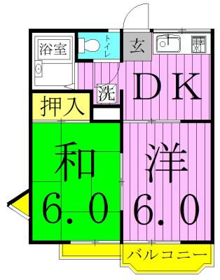 ドエル泉(2DK/2階)の間取り写真