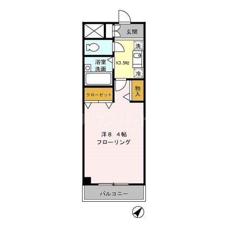 コアロード春日(1K/3階)の間取り写真