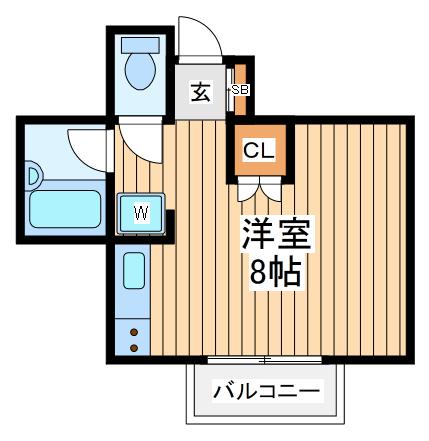 ヴィラクニユキ(ワンルーム/2階)の間取り写真