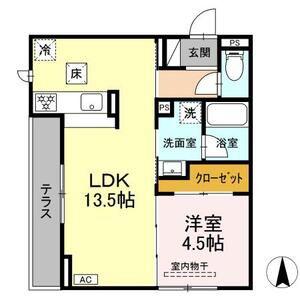 D-AVANCE西塚(1LDK/1階)の間取り写真