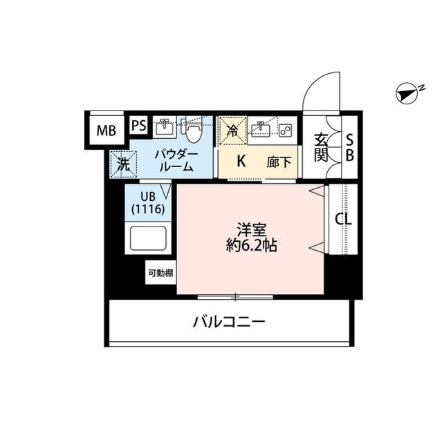 プレール・ドゥーク門前仲町III(1K/7階)の間取り写真