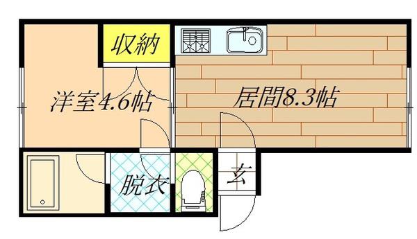 プレステージ(1DK/1階)の間取り写真