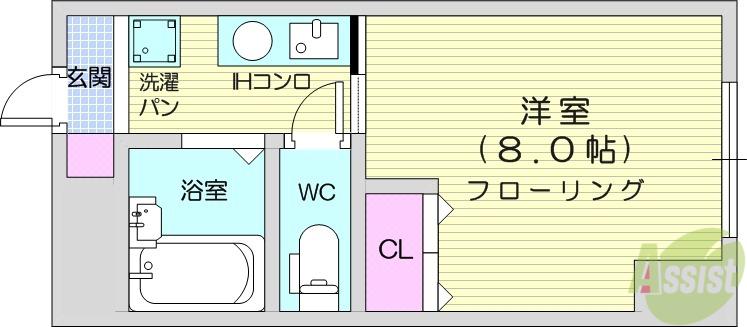 スタインビルド1(1K/4階)の間取り写真