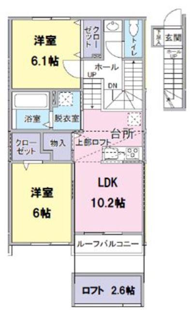 FRESCA弥生台B(2LDK/2階)の間取り写真