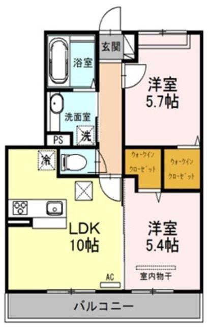 プレジオII(2LDK/3階)の間取り写真