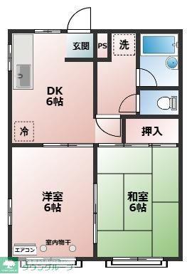 メゾン谷津マンション(2DK/2階)の間取り写真