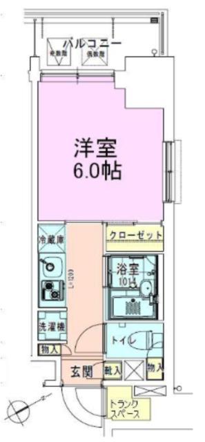 門前仲町レジデンス伍番館(1K/6階)の間取り写真