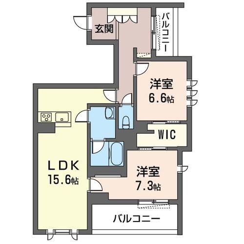 コンフォール冬青(2LDK/2階)の間取り写真