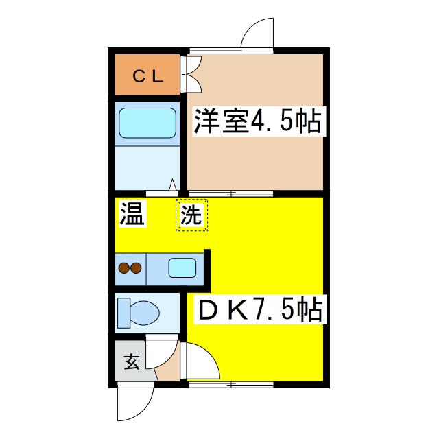 ハイムきもと(1DK/1階)の間取り写真
