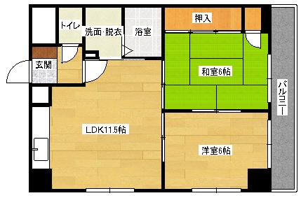 コンフォートNビル3(2LDK/2階)の間取り写真