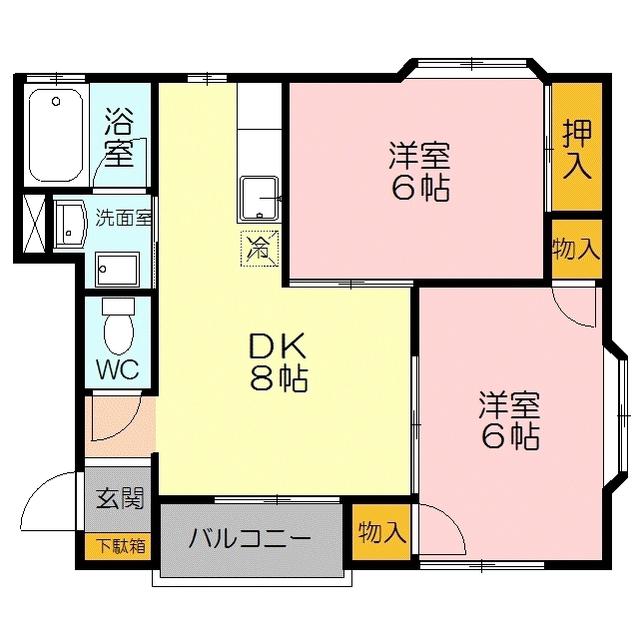 サンフラワーコスギ(2DK/2階)の間取り写真