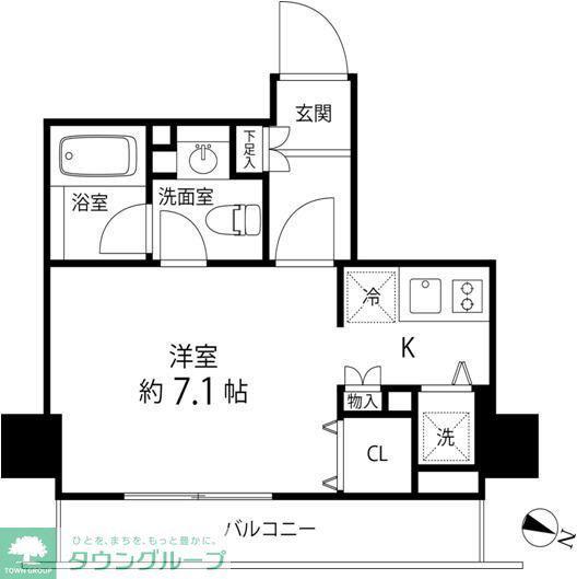 麻布十番レジデンス(ワンルーム/5階)の間取り写真