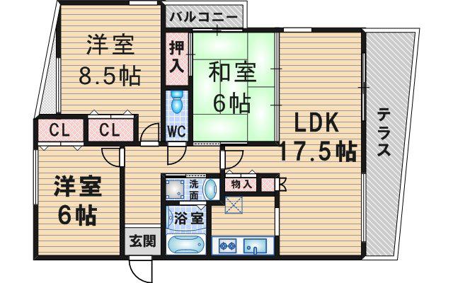 シャルヌーブ(3LDK/1階)の間取り写真
