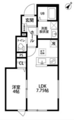 リーブルファイン相模原共和Ⅱ(1LDK/1階)の間取り写真