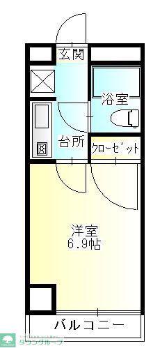 ピュアシティ東神奈川(1K/5階)の間取り写真