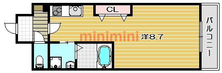 フェリーズ茨木(ワンルーム/7階)の間取り写真
