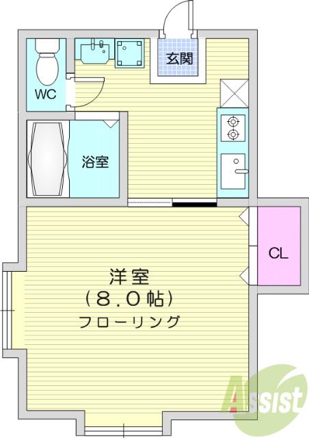 エムアンドエム(1K/2階)の間取り写真