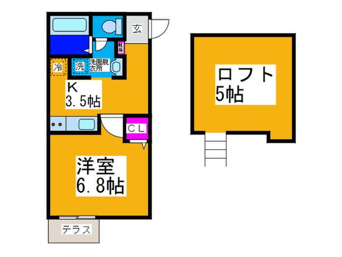 トレオット清水町(1K/1階)の間取り写真