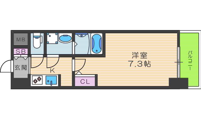LA DOUCEUR西天満(1K/6階)の間取り写真