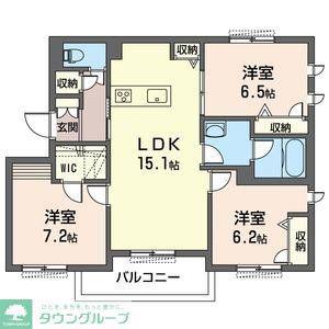 カーサ レジオ国立(2LDK/2階)の間取り写真