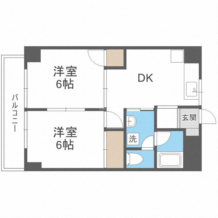 エクセルハイム川富(2DK/9階)の間取り写真