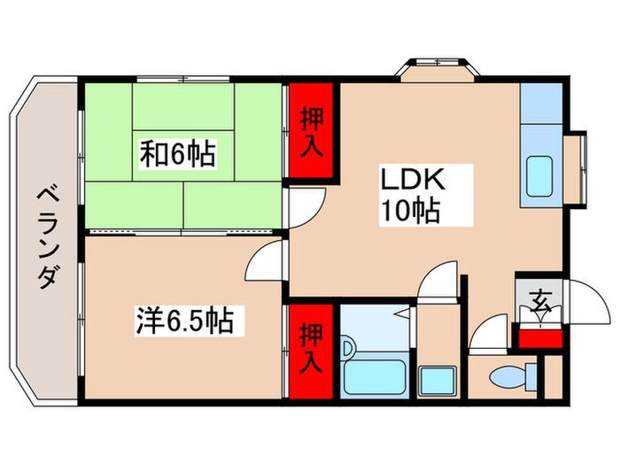 メゾンデヴァン(2LDK/3階)の間取り写真