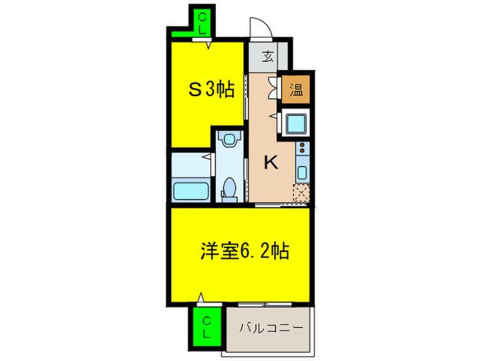 ディアコート宿屋町(1K/6階)の間取り写真